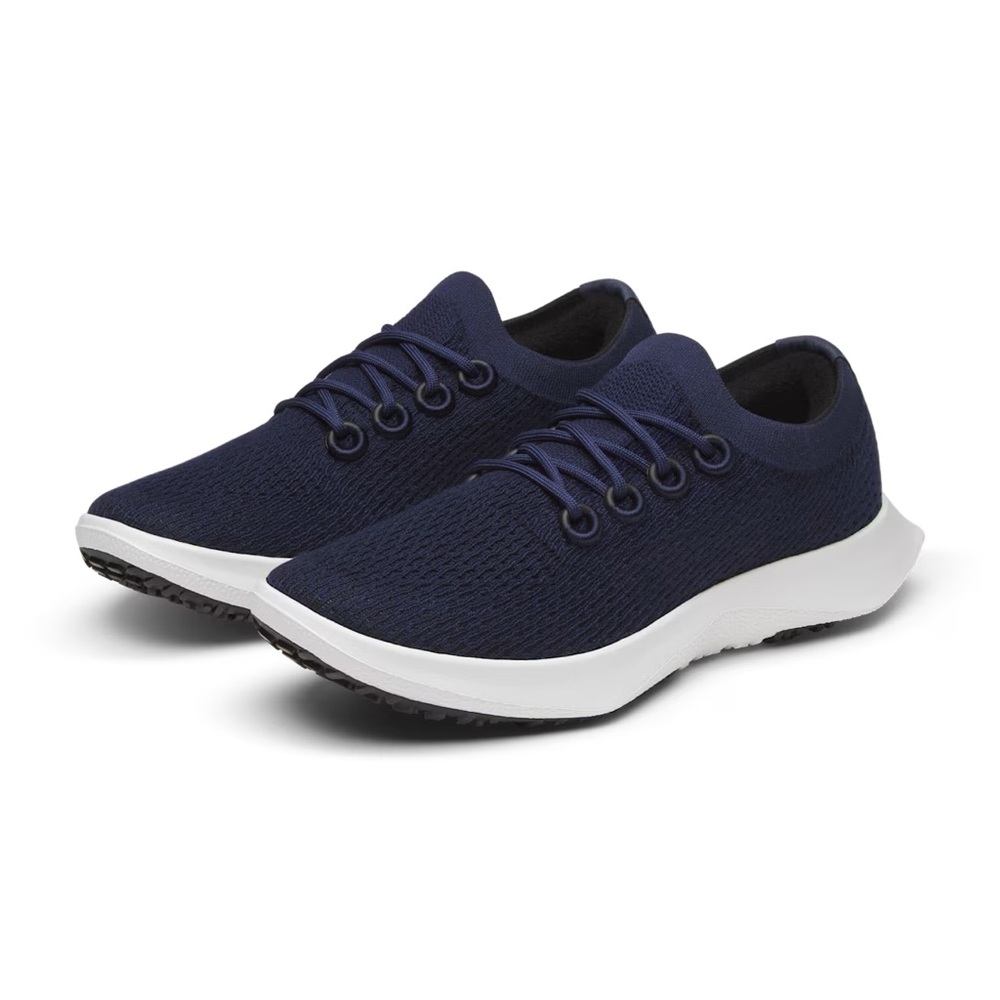 Allbirds Blue and White Sneakers with Knit Upper and Cushioned Sole